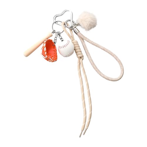 XINGLIDA Bag Charme Anhänger Keyring Plüsch Ball Baseball Geflochtene Seilschlüsselkette Für Rucksackbalken Handtasche Dekoration Anhänger von XINGLIDA