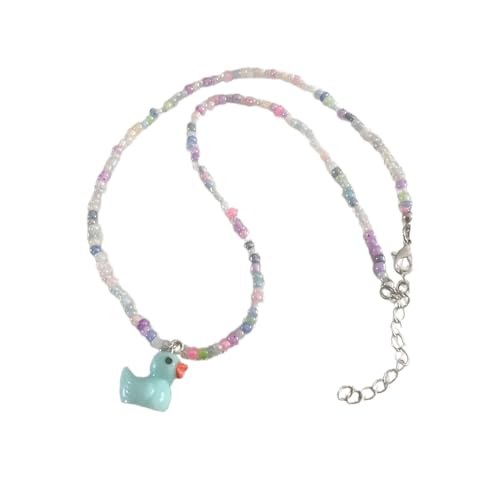 XINGLIDA Bunte Perlen Halsketten Frauen Stapelbare Entenformen Halshains Farbiges Trendiges Accessoire Für EIN Stilvolles Look Auffällige Accessoires von XINGLIDA