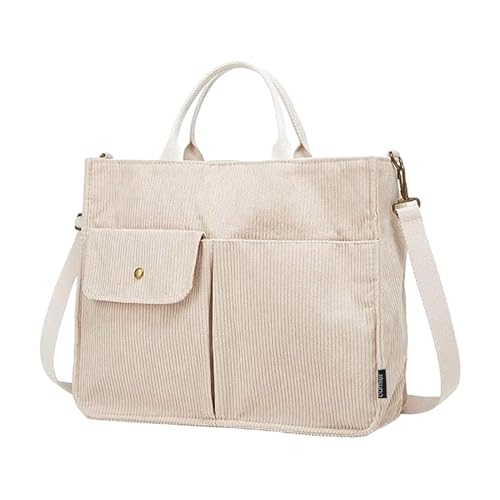 XINGLIDA Cord Handtasche Geräumige Umhängetasche Mit Verstellbaren Gurten Große Kapazität Handtasche Geeignet Für Die Arbeitsschule Und Reise Umhängetasche von XINGLIDA