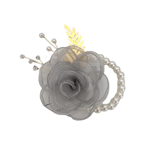 XINGLIDA Damen Handgelenk Rose Corsagen Zauberhaftes Sommer-Vibe Geschenk für Brautjungfer Französisch Handgelenk Corsage mit Perlen für Hochzeit (8#) von XINGLIDA