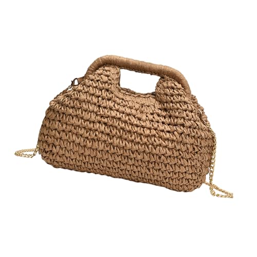 XINGLIDA Damen Strohbeutel Mit Kettendesigns Modische Schulter Geldbörsen Crossbody Taschen Für Lässige Einkäufe Und Tägliche Nutzung Von Umhängetaschen Sommerzubehör von XINGLIDA