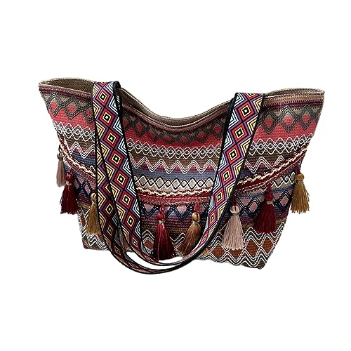XINGLIDA Damen-Umhängetasche Ethno-Stil mit großer Kapazität, modische und einfache Tragetasche, Damen-Pendler-Tragetasche XINGLIDA Damen-Umhängetasche Ethno-Stil mit großer Kapazität, modische und einfache Tragetasche, Damen-Pendler-Tragetasche von XINGLIDA