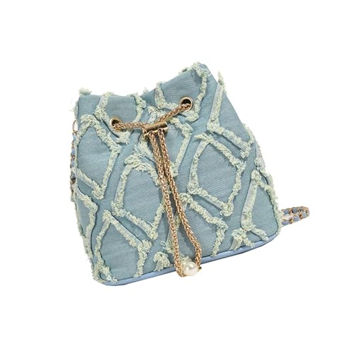 XINGLIDA Denims Bucket Bag Gesteppte Drawschnelle Jean Geldbörsen Für Frauen Jeans Clutches Hobos Taschen Crossbody Handtaschen Umhängetaschen Crossbody von XINGLIDA