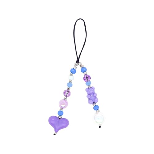 XINGLIDA Einzigartige Herz Perlen Schlüsselbund Stylish Funfle Phone Lanyard Resin Textur Perfekt Zum Hinzufügen Von Farbe Zu Ihrem Zubehör Telefonbandzubehör von XINGLIDA