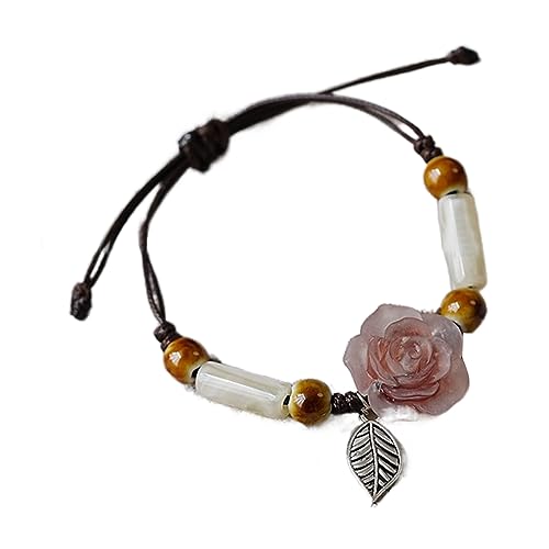 XINGLIDA Elegantes schwarzes Seil, Kristall-Blumen-Armband, Hochzeit, Party, Schmuck, Kristallblumen-Armbänder, Geschenk, 15-20cm, Glas/glasiert von XINGLIDA