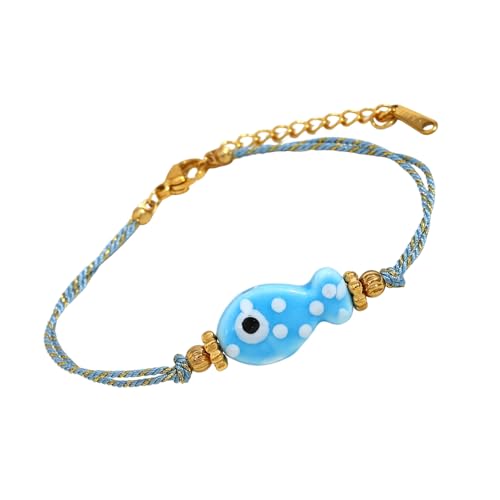 XINGLIDA Fashioanble Fisch Charme Handwebienkabel Armband Flexible Edelstahlschmuck Schmuck Stücke Verstellbares Fisch Charmearmband von XINGLIDA
