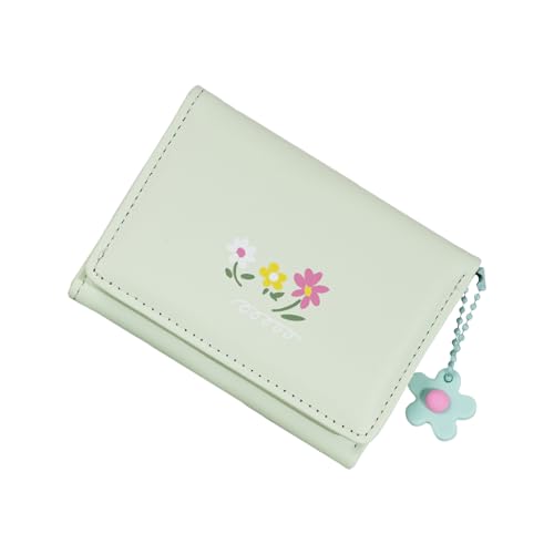 XINGLIDA Frauen Brieftasche Mit Kartenhalter Kurz Geldbörse PU Leder Einfacher Wechsel Florale Druckmünze Trifold Wallet Floral Print Coin Bag PU Lederwechsel Geldbeutel Kreditkartenhalter von XINGLIDA