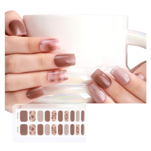 XINGLIDA Gel-Nagellack-Aufkleber, volle Wraps für UV-/LED-Lampe, einfaches Anbringen und Entfernen, Nagelfeilenstift im Lieferumfang enthalten (3#) von XINGLIDA