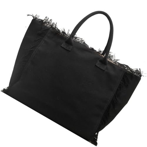 XINGLIDA Geräumige Leinwandtasche Für Frauen Mit Quasten Decors Occore Taschen Pendler Handtasche Arbeitsreisen Und Tägliche Pendel Leinwand Arbeitstasche Frauen von XINGLIDA