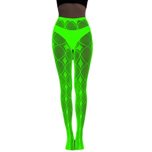 XINGLIDA Gestrickte Beinwärmer, Frauen leuchten Dunkeln Netzstrumpfhosen Strümpfe Halloween leuchtende Spinnennetz-Schädel gemusterte Netzstrumpfhose f von XINGLIDA