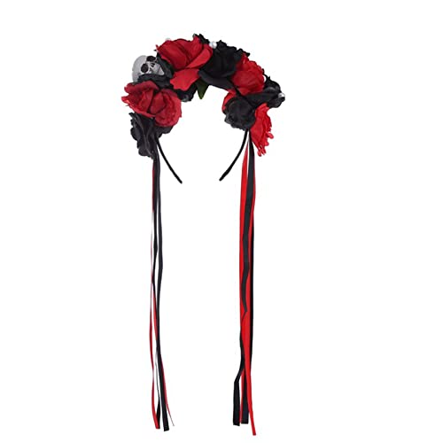 XINGLIDA Gothic-Blumenkronen für Damen, Gothic-Totenkopf-Haarband, Halloween, Stirnband, Tag der Toten, Stirnband (BR#) von XINGLIDA