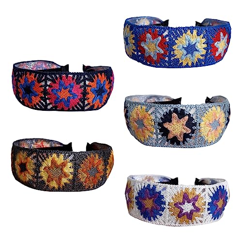 XINGLIDA Haarband, pastoraler Stil, Stirnband für Damen, Häkelnadel, Blume, Stirnbänder, Slip für Kopfreifen, Mädchen, Make-up, Haar-Accessoires (W#) von XINGLIDA