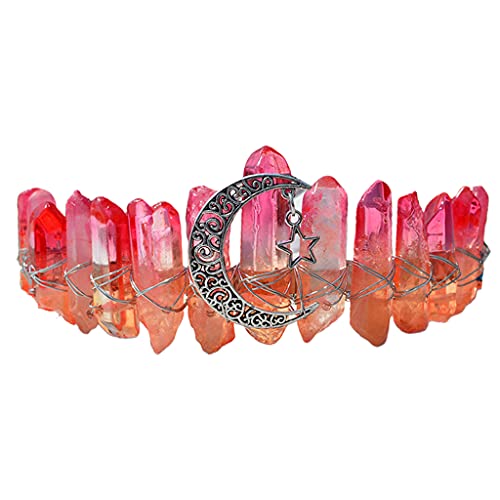 XINGLIDA Haarband für Damen, mit Kristallkrone, natürlich, für Strass, handgefertigt, Mond-Stern, Haarreif, Party-Geschenk, Haarschmuck (D#) von XINGLIDA