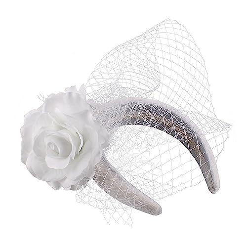 XINGLIDA Haarreif, Vintage-Fascinator-Stirnband, exquisite Rose für Teeparty, Hochzeit, Kostüm, Pillbox, Hut, Damen-Kopfbedeckung für Beerdigung/Hochzeit (W#) von XINGLIDA