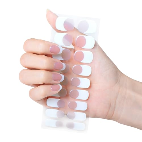 XINGLIDA Halbgehärtete Gel-Nägel, Aufkleber, volle Verpackung, Nagellackstreifen, französischer Stil, Gel-Nagelstreifen, Farbverlauf, Nagelfolien für Frauen (A#) von XINGLIDA