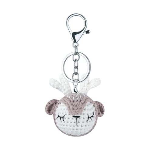 XINGLIDA Handgefertigter Gestrickter Schlüsselbundschlüsselende Tierkopf Gehäkelte Anhänger Autoschlüsselringe Handtasche Charme Geschenk Für Frauen Mädchen Süßer Tierhänger von XINGLIDA