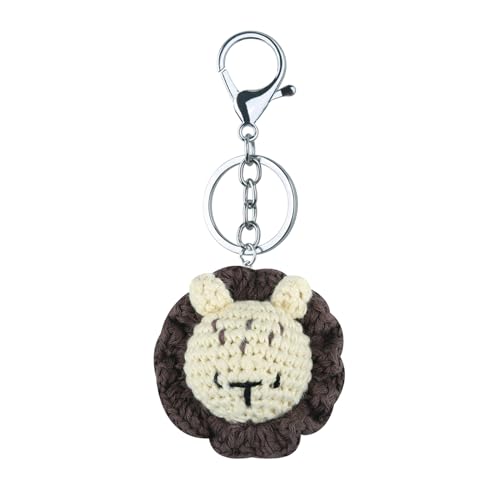 XINGLIDA Handgefertigter Gestrickter Schlüsselbundschlüsselende Tierkopf Gehäkelte Anhänger Autoschlüsselringe Handtasche Charme Geschenk Für Frauen Mädchen Süßer Tierhänger von XINGLIDA
