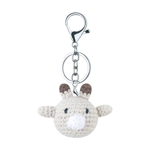 XINGLIDA Handgefertigter Gestrickter Schlüsselbundschlüsselende Tierkopf Gehäkelte Anhänger Autoschlüsselringe Handtasche Charme Geschenk Für Frauen Mädchen Süßer Tierhänger von XINGLIDA