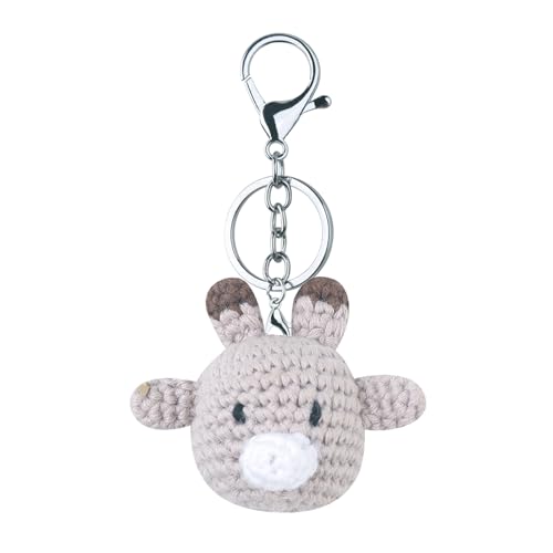 XINGLIDA Handgefertigter Gestrickter Schlüsselbundschlüsselende Tierkopf Gehäkelte Anhänger Autoschlüsselringe Handtasche Charme Geschenk Für Frauen Mädchen Süßer Tierhänger von XINGLIDA