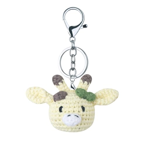 XINGLIDA Handgefertigter Gestrickter Schlüsselbundschlüsselende Tierkopf Gehäkelte Anhänger Autoschlüsselringe Handtasche Charme Geschenk Für Frauen Mädchen Süßer Tierhänger von XINGLIDA