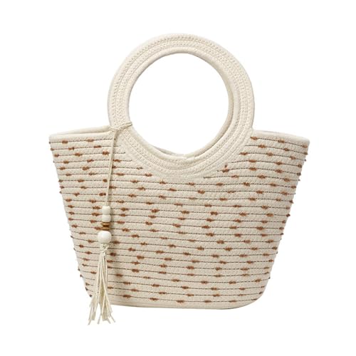 XINGLIDA Kreativer Gewebter Stroh Umhängetasche Leichte Handtasche Atmungsaktive Strandtaschen Urlaub Geräumig Carryall Für Täglich Atmungsaktive Strandtasche von XINGLIDA