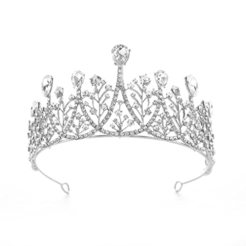 XINGLIDA Kristallkrone für Strass-Stirnband, dekorative Prinzessinnen-Braut-Tiaras, Krone, Vintage-Stil, Festzug, Abschlussball, Haarschmuck, Size reference picture, Metalllegierung von XINGLIDA