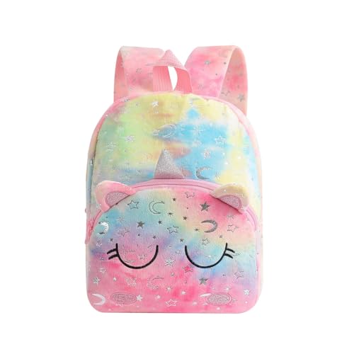 XINGLIDA Mädchenkindergarten Rucksack Mit Verstellbarem Schultergurt Bequeme Regenbogen Tierschule Für Kinder Von 3+ Vorschule Rucksack von XINGLIDA