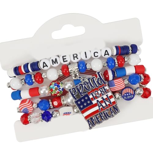 XINGLIDA Mehrschichtiger Armband Independence Day Armband Künstlicher Kristall Charme Für Stilvolle Outfits Independence Day Schmuck Geeignet von XINGLIDA