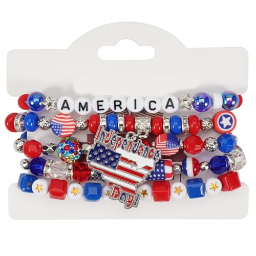 XINGLIDA Mehrschichtiger Armband Independence Day Armband Künstlicher Kristall Charme Für Stilvolle Outfits Independence Day Schmuck Geeignet von XINGLIDA