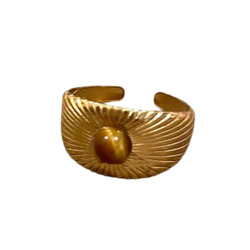 Retro Geometrische Braune Steinringe Verstellbare Ringe Urlaub Schmuck Accessoires Für Modische Frauen Mode Fingerring von XINGLIDA
