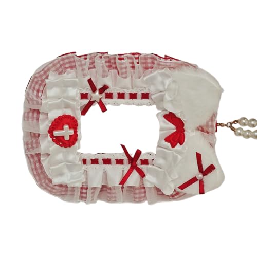 XINGLIDA Ruffen Spitzenfotokartenhalter Mit Schleifen Und Plüschkatzen Ohrkartenhülsen Für Stilvolles Accessoire Und Keychain Anhänger Modischer Kartendisplayhalter von XINGLIDA