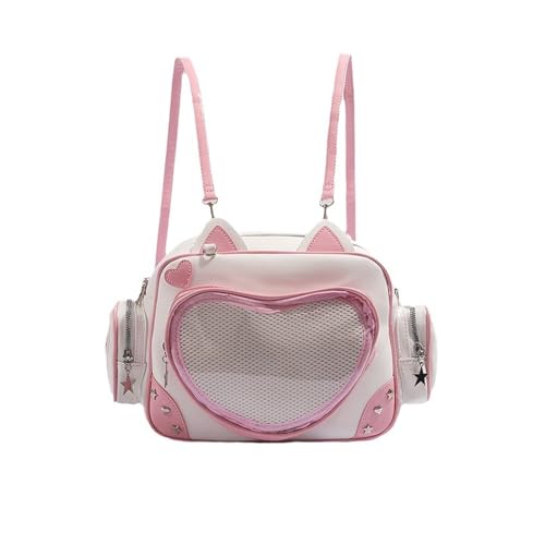 XINGLIDA Stilvolle PU Leder Schultaschen Umhängetaschen Crossbody Geldbörse Mit Klarem Fenster Und Verstellbaren Gurt College Rucksäcken von XINGLIDA