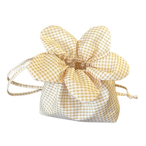 XINGLIDA Stilvoller Karierter Bucket Bag Draw String Verschluss Crossbody Schulterpraktikum Satchel Zum Einkaufen Casual Kordelschnur Karierter Eimer von XINGLIDA