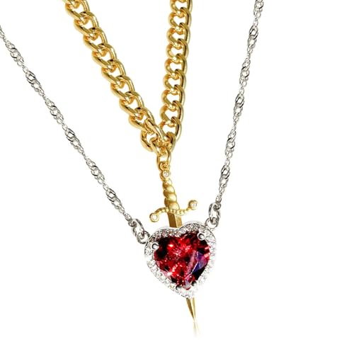 XINGLIDA Stylish Heart Daggers Anhänger Halskette Exquisite Herz Dolche Halskette Hals Schmücken Sich Um Ihr Tägliches Outfit Geschenk Für Sie Zu Verbessern von XINGLIDA