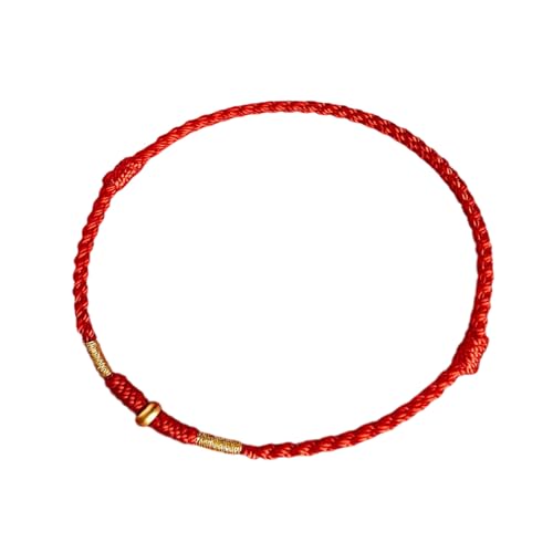 Verstellbare Handgewebte Rote Seilglück Armreifen Für Liebhaber Stilvolle Frauen Männer Fußkettchen Mit Goldener Perlen Modeschmuck Viel Glück Armband von XINGLIDA