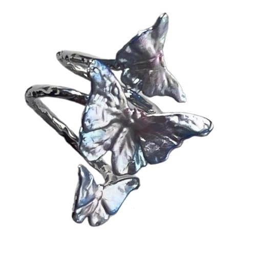 XINGLIDA Verstellbare Schmetterlingsringe Iridezents Gradientenfarbe Komfortable Beschichtung Für Frauen Mode Schmuck Verstellbarer Offener von XINGLIDA