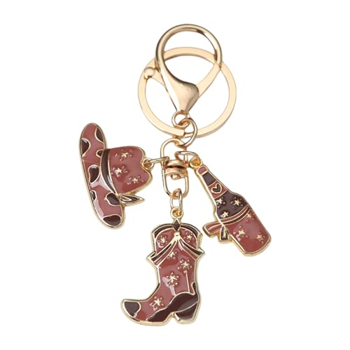 XINGLIDA Zeitgenössischer Cowgirls Boot Hat Keychain Vintage Design Metal Bag Accessoire Telefon Für Reisende Praktische Metallcharm von XINGLIDA