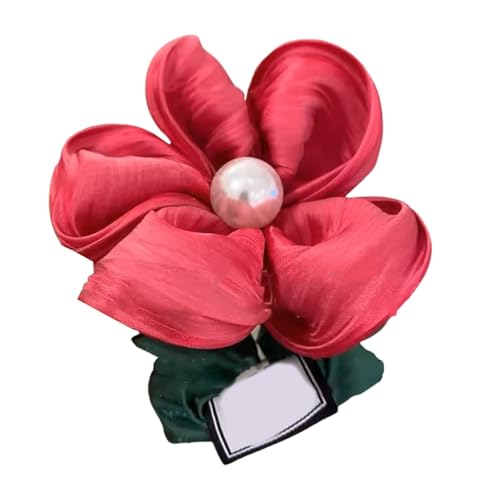 Zarte Blumen Und Perlen Haarhalter Blumenrunzeln Großer Pferdeschwanzhalter Bequeme Passform Ohne Die Haartrendigen Frauenzubehör Zu Beschädigen von XINGLIDA