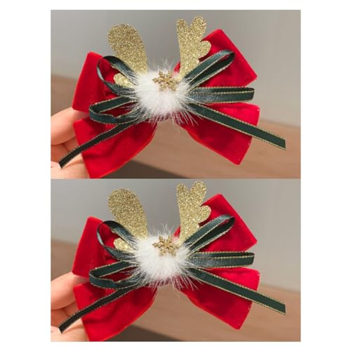2 STÜCK süße Weihnachtshaarspangen Set Weihnachtsbaum Haarnadeln Bögen Snap Haarspangen Haarschmuck für Mädchen Frauen von XINGNIAO