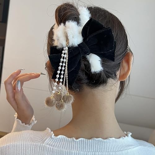 Flauschige Plüsch-Haarklauenclips Bowknot Haarspangen Haarspangen rutschfeste große Klauenclips Haarschmuck für Frauen und Mädchen von XINGNIAO