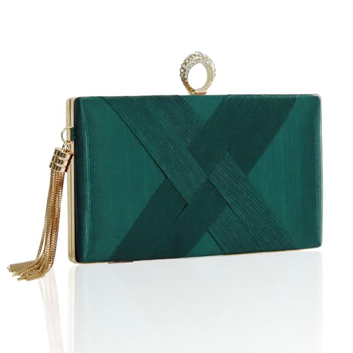 XINGSHUNFU Clutch Geldbörsen für Damen Quaste Abend Clutch Tasche Sparkly Diamond Crossbody Umhängetasche für Hochzeit Nacht Ausgehen Party (Grün) von XINGSHUNFU