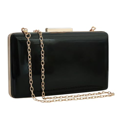 XINGSHUNFU Damen Abend Clutch Geldbörsen Lackleder Clutches Formelle Party Hochzeit Cocktail Ballbörse Handtaschen (Schwarz) von XINGSHUNFU