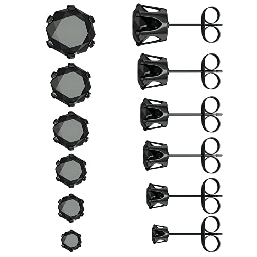 XINGXINLIAN Ohrstecker Ohrringe für Damen Herren, Medizinische Ohrstecker Ohrringe Chirurgenstahl, 6 Paare Zirkonia Ohrstecker Set, Knorpel Helix Tragus Edelstahl Ohrstecker, 3 4 5 6 7 8mm von XINGXINLIAN