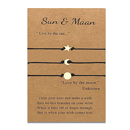 XINHU Sonne und Mond Stern Armband Herzförmiges Liebesarmband Bester Freund Paar Passendes Armband Für immer Versprechen Teen Mann Frau Geschenk Schmuck (3pcs Bracelet) von XINHU
