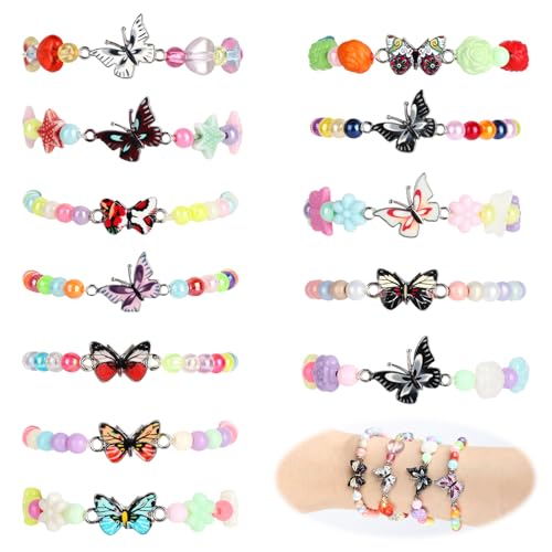 12 Stück Schmetterling Freundschaftsarmbänder Kinder 8-12 cm Kinderschmuck Innenring Mädchen Spielzeug Schmetterling Armbänd Mädchen Freundschaftsarmbänder Kinder für Kindergeburtstag von XINKEJIA