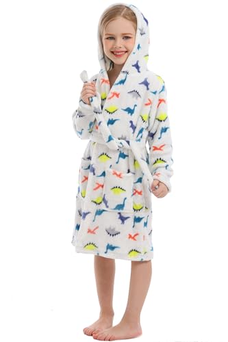 XINNE Unisex Baby Korallen Fleece mit Kapuze Morgenmantel Bademantel Jungen Mädchen Kleinkinder Pyjamas Nachtwäsche von XINNE