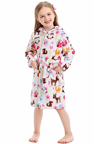 XINNE Unisex Kinder Mädchen Jungen Kapuzen-Bademantel Weiche Tier Schlafanzug Morgenmantel Nachtwäsche Pajamas Größe 100 Mehrfarbig von XINNE