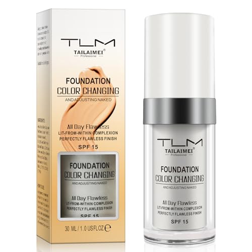 TLM Color Changing Foundation, Natürliche warme Hautton Foundation Lang anhaltende makellose Concealer Creme spendet der Haut Feuchtigkeit für reife Haut, 30ml von XINSZLIN