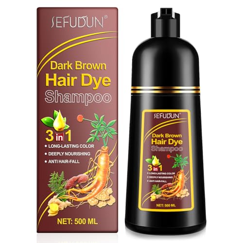 Drak-Braun Haar Färbung Shampoo & Conditioner 3 in 1, Lang Anhaltende Schwarze Farbe Kombiniert mit Tiefenpflege, Pflanzliche Formel für Anti-Haarausfall, für Männer und Frauen von XINSZLIN