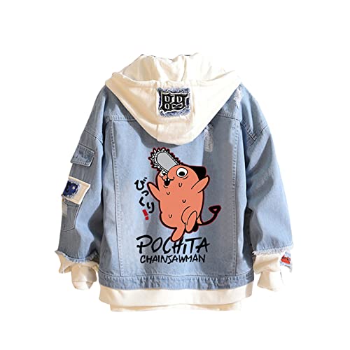 XINTAYEL Unisex japanische Anime Chainsaw Man Hoodie Jacke Cosplay Pochita Jeansjacke Anime Chainsaw Man Sweatshirt Kostüm von XINTAYEL